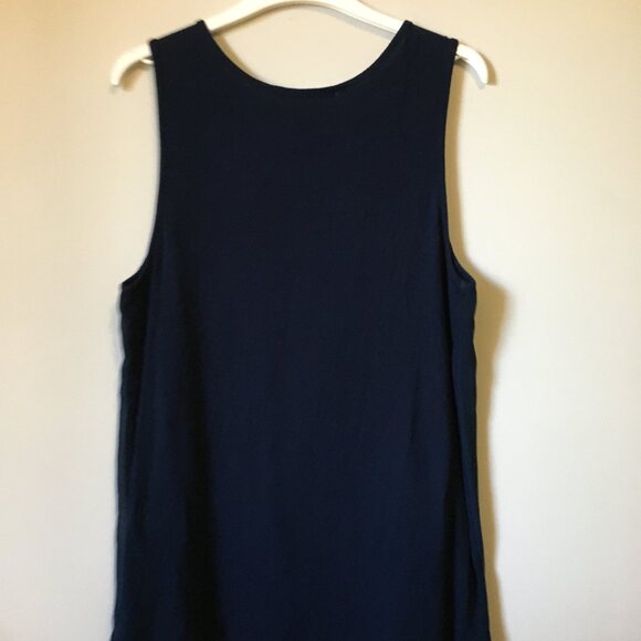 Dex Dark Navy Blue Chiffon Super Pleat Art Deco Two Layer Tank - Picture 5 of 13